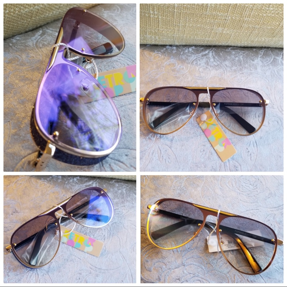 MIRROR SUNGLASSES WOMEN GOLDEN FEMALE METAL FRAME - Picture 1 of 3